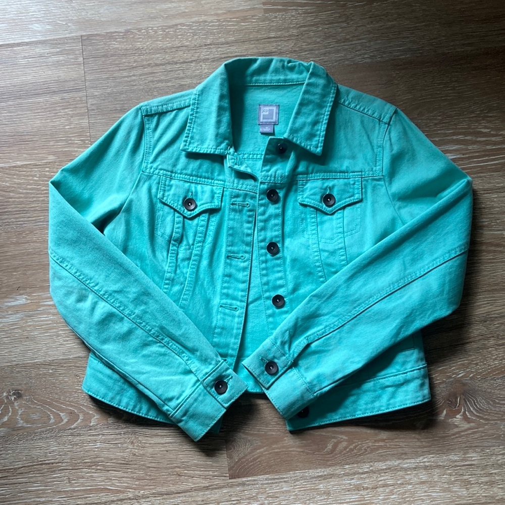 Mint green jean jacket size Medium